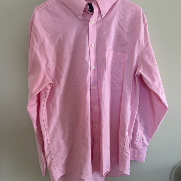 Stafford Men’s Wrinkle-Free Oxford Shirt | Size 16 (34/35) | Pink | Regular Fit - Picture 1 of 5